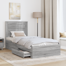 vidaXL Ágykeret fiókkal Szürke Sonoma és ezüst 75 x 190 cm Faanyag