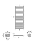 Törölközőszárító radiátor - Viva Platinum Therm - EGYENES - fehér - 600 x 1800 mm