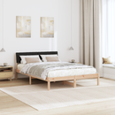 vidaXL Ágykeret fejtámlával Barna és fekete 135 x 190 cm Tömör fenyőfa