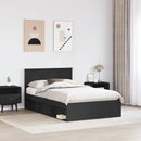 vidaXL Ágykeret fejtámlával Fekete 120 x 190 cm Tömör fenyőfa