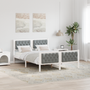 vidaXL Ágykeret fejtámlával Világosszürke 150 x 200 cm Tömör fenyőfa