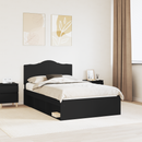 vidaXL Ágykeret fejtámlával Fekete 120 x 200 cm Tömör fenyőfa