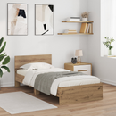 vidaXL Ágykeret LED szalagokkal Artisan tölgy 90 x 200 cm Faanyag