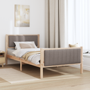 vidaXL Ágykeret fejtámlával Barna és taupe 100 x 200 cm Tömör fenyőfa