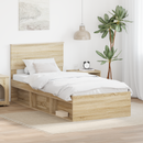 vidaXL Ágykeret fejtámlával Sonoma tölgy 75 x 190 cm Faanyag