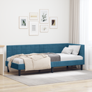 vidaXL Sarokágy keret fejtámlával Kék 80 cm x 200 cm Bársony
