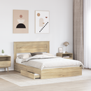 vidaXL Tárolós Ágy fejtámlával Sonoma tölgy 160 x 200 cm Faanyag