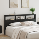 vidaXL Fejtámla polcokkal Fekete tölgy 200 x 17 x 102 cm Faanyag