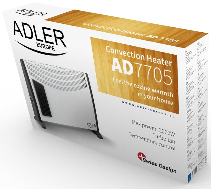ADLER AD7705 Elektromos Konvektor, 750W-1250W-2000W, Fehér