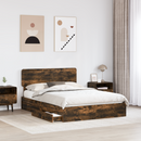vidaXL Tárolós Ágy fejtámlával Füstölt tölgy 160 x 200 cm Faanyag