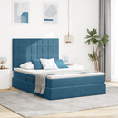 vidaXL LED tárolós ágy matraccal Sötét kék 140 x 200 cm Bársony