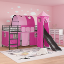 vidaXL Gyerekek Loft Ágykerete Fekete és Rózsaszín 80 x 200 cm Fém