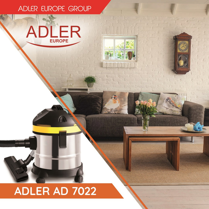 Adler AD7022 Porszívó vízgyűjtő funkcióval, 1500W, Sárga