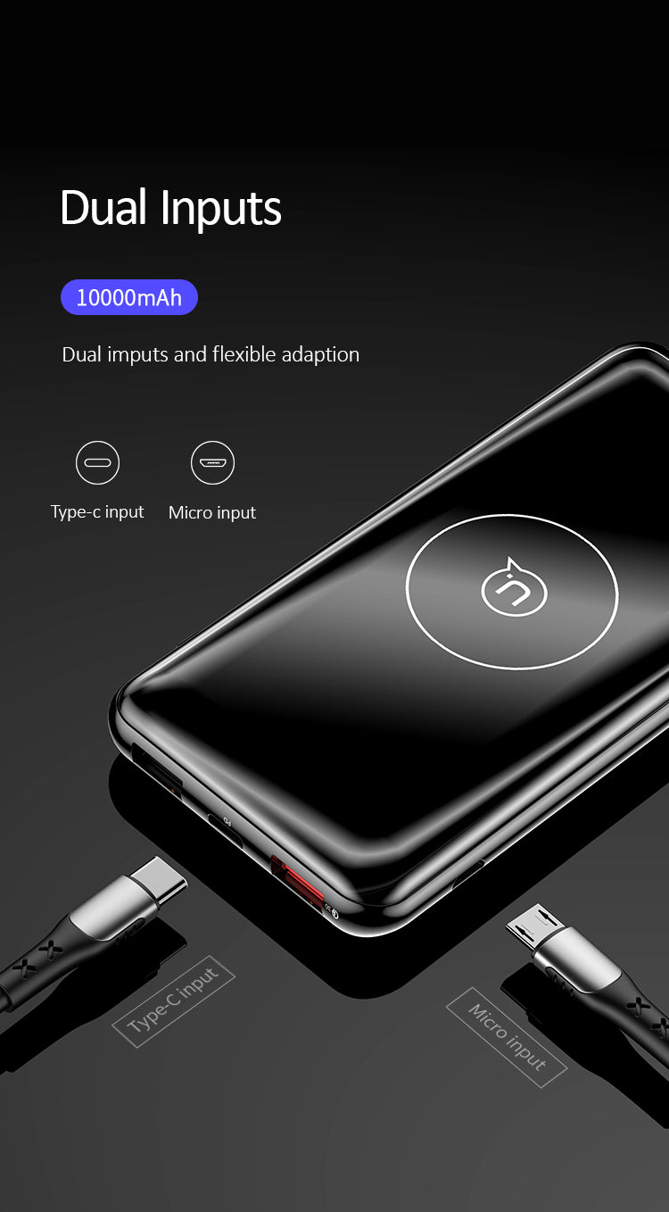 USAMS Vezeték nélküli töltő és powerbank, 10.000mAh, fekete 1308520