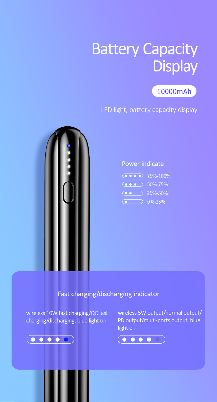 USAMS Vezeték nélküli töltő és powerbank, 10.000mAh, fekete 1308520
