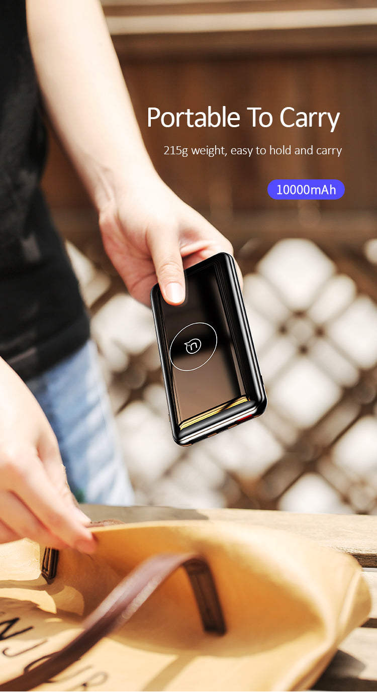 USAMS Vezeték nélküli töltő és powerbank, 10.000mAh, fekete 1308520
