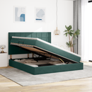 vidaXL Ágy tárolóval és matraccal Sötétzöld 180 x 200 cm Bársony