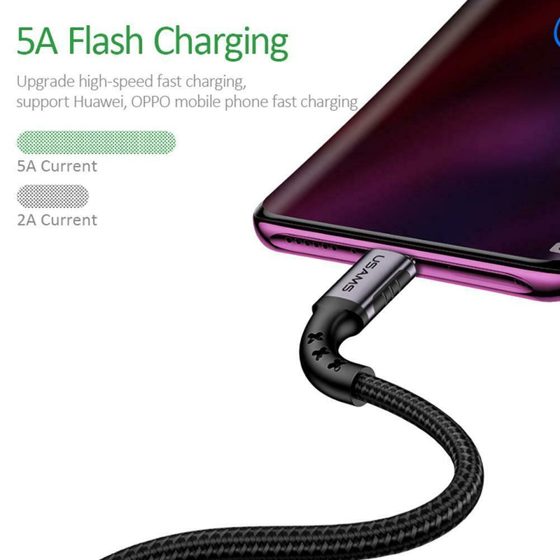 USAMS SJ289USB01 120cm-es usb-c textil borítású kábel flexibilis fejjel, 1323985
