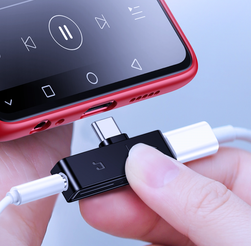 USAMS SJ386TC01 USB-C 2in1 töltő és fülhallgató adapter, 1324426