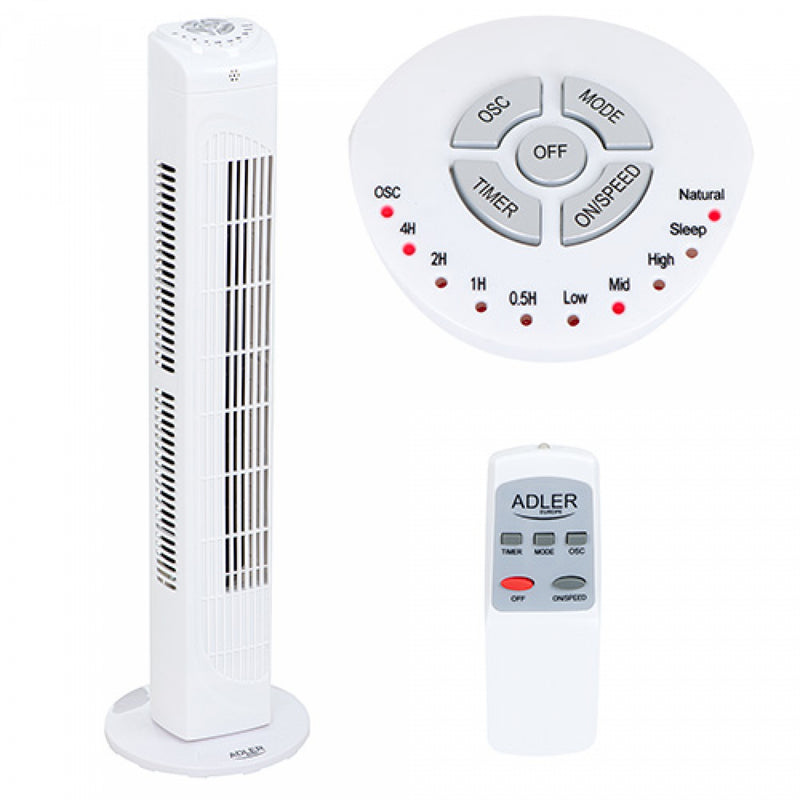 Adler AD7319 80W programozható fehér torony ventilátor