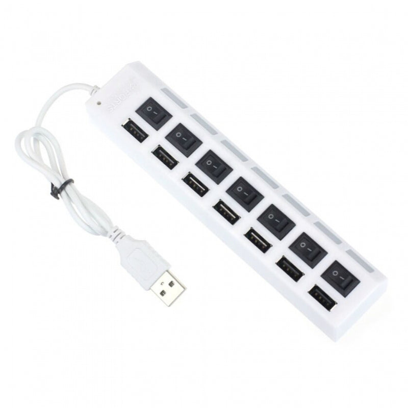 7 Portos, USB HUB Kapcsolóval, Fehér 1213964