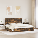 vidaXL Tárolós Ágy fejtámlával Füstölt tölgy 180 x 200 cm Faanyag
