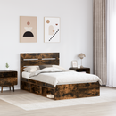 vidaXL Ágykeret fejtámlával Füstölt tölgy 120 x 200 cm Tömör fenyőfa
