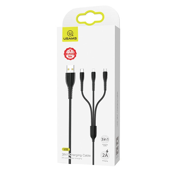 USAMS SJ367USB01 100cm-es 3 az 1 ben töltőkábel lightining , type-c, micro usb 1343868