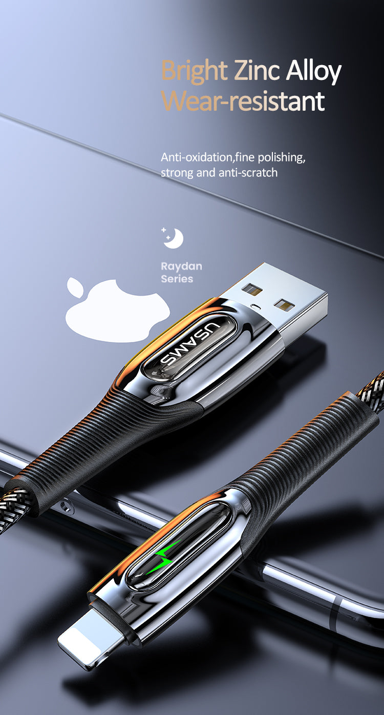 USAMS SJ469USB01 120cm-es okos lightning szövet borítású töltőkábel 1343871