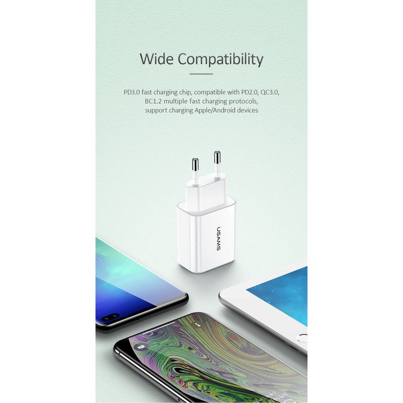 USAMS CC69TC01 PD gyorstöltő hálózati adapter usb-c csatlakozóval 1343874