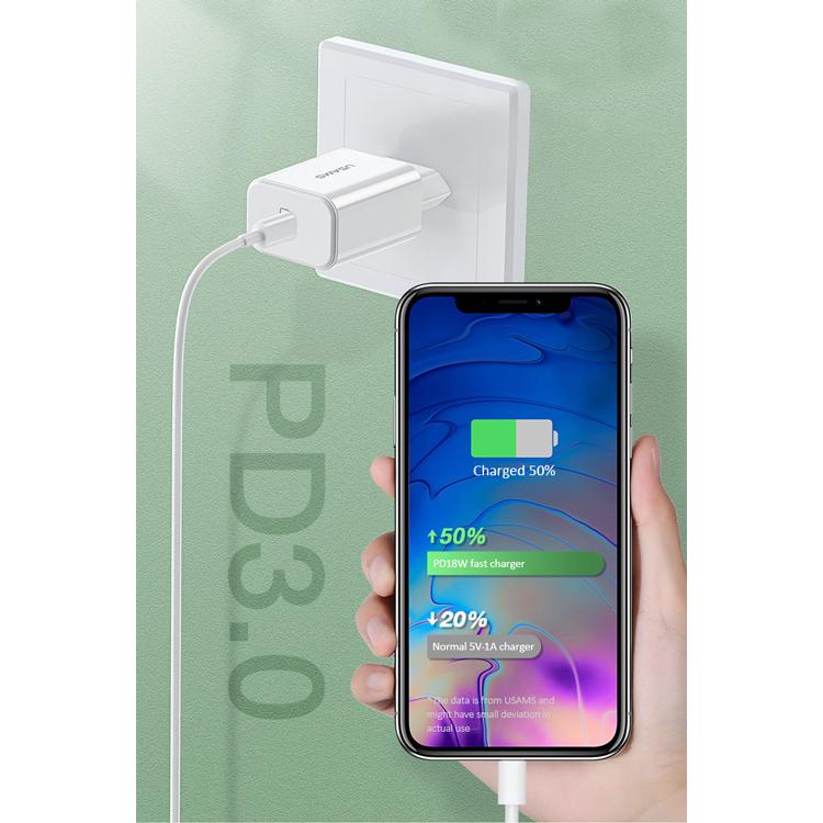 USAMS CC69TC01 PD gyorstöltő hálózati adapter usb-c csatlakozóval 1343874