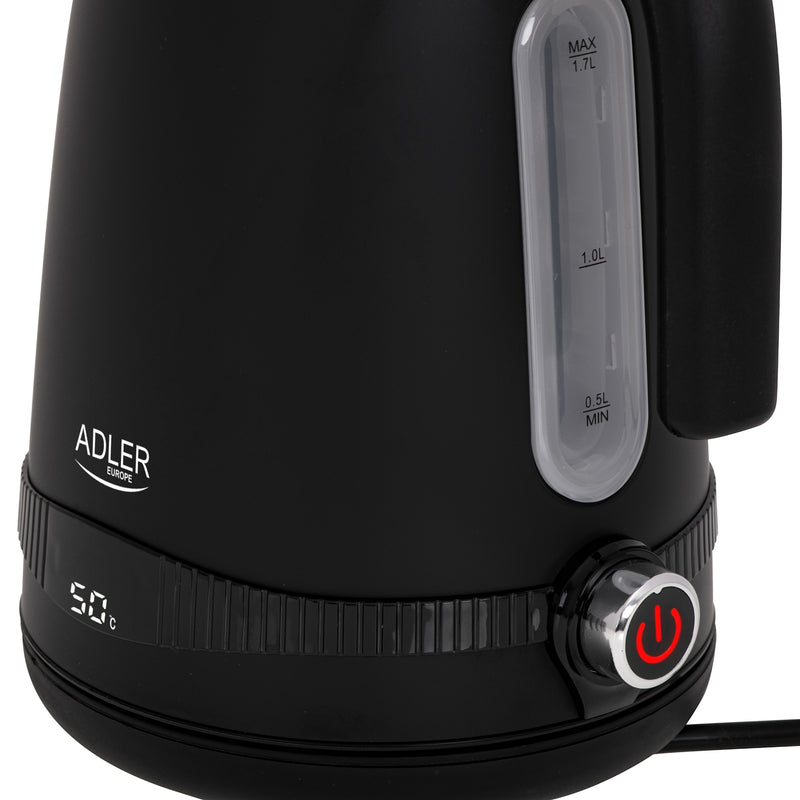 Adler AD1295B Vízforraló LCD kijelzővel és hőmérsékletszabályzóval, 1,7L
