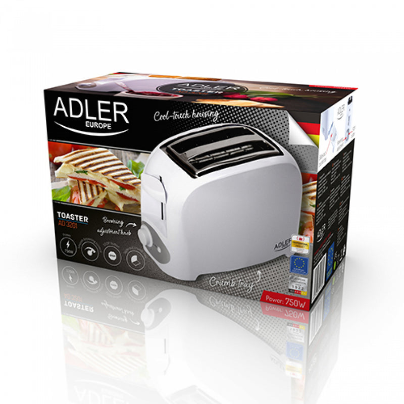 Adler AD3201 Kenyérpirító, 750W, Fehér