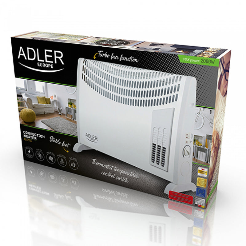 ADLER AD7705 Elektromos Konvektor, 750W-1250W-2000W, Fehér