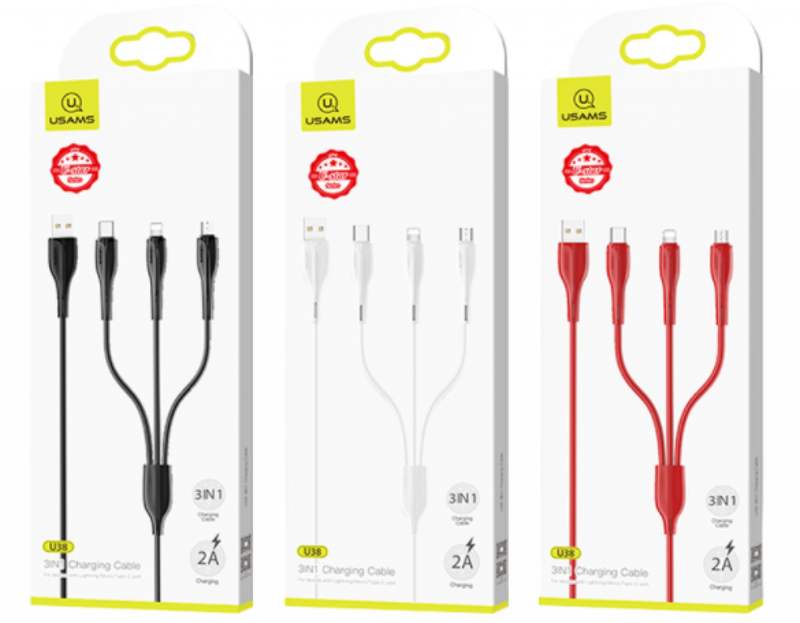 USAMS SJ374USB01 3 az 1-ben töltőkábel