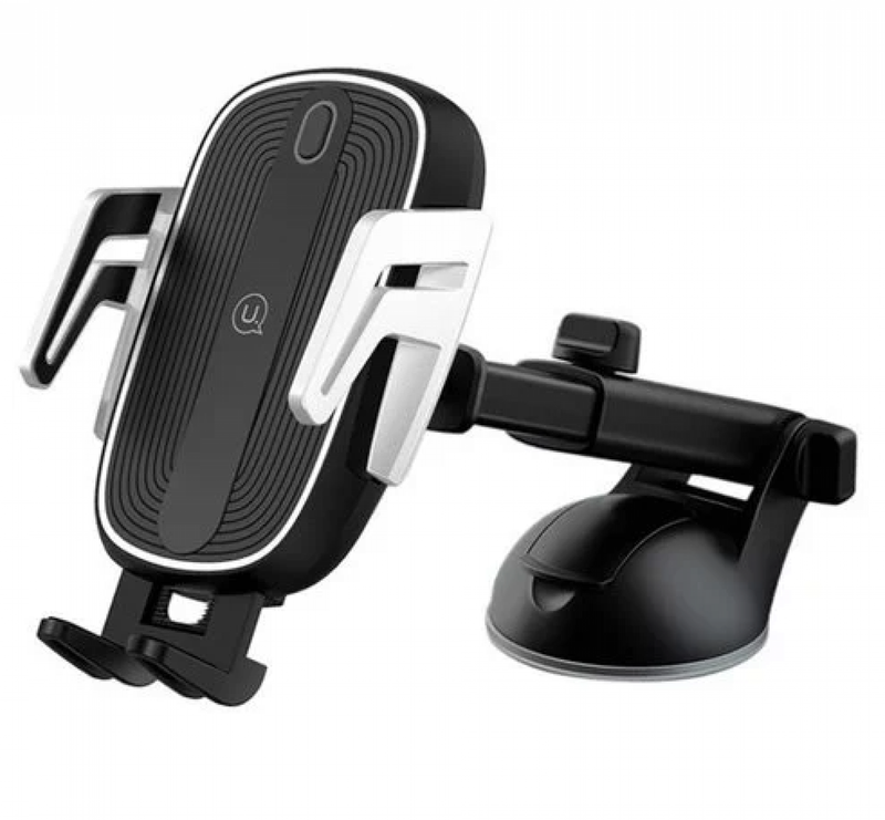 Usams CD100ZJ01Szellőzőrácsra helyezhető autós mobiltelefon tartó beépített vezeték nélküli töltővel, automatikus záródással  fekete 1331702