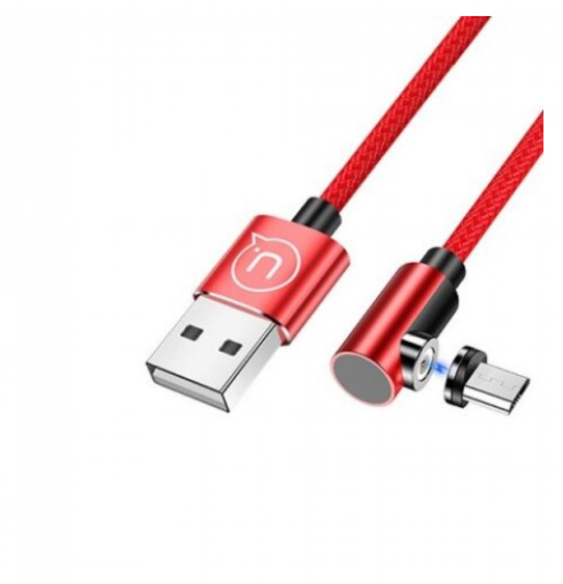 USAMS SJ446USB02 Jobb Oldalas Mágneses Micro Töltőkábel, piros 1380763