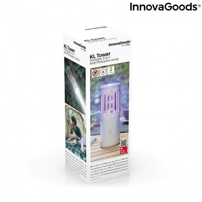 InnovaGoods V0103059 3 az 1-ben hordozható szúnyogriasztó, fáklya és lámpa