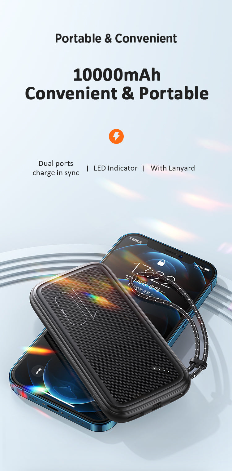 USAMS 10KCD15002 2 usb-s 10.000mAh powerbank led-es töltöttségjelzővel 1377621