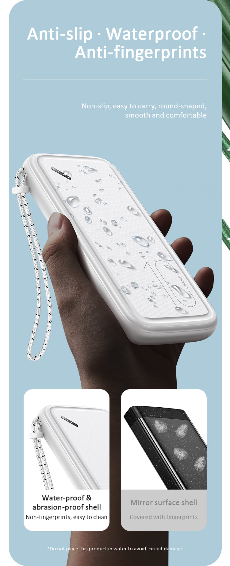 USAMS 10KCD15002 2 usb-s 10.000mAh powerbank led-es töltöttségjelzővel 1377621