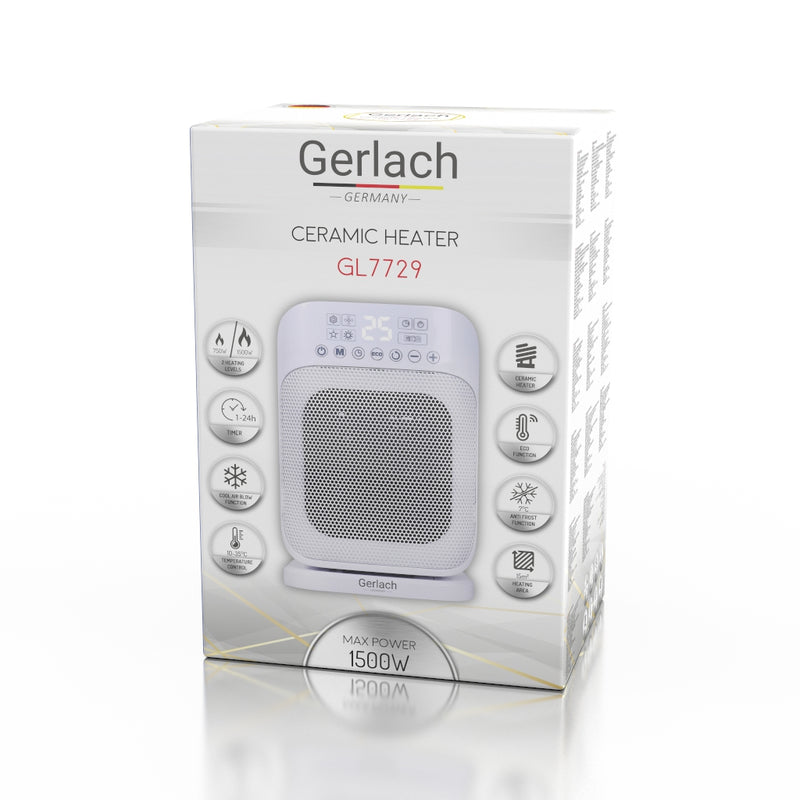 GL7729 Kerámia hősugárzó LCD kijelzővel, távvezérlővel 1500W