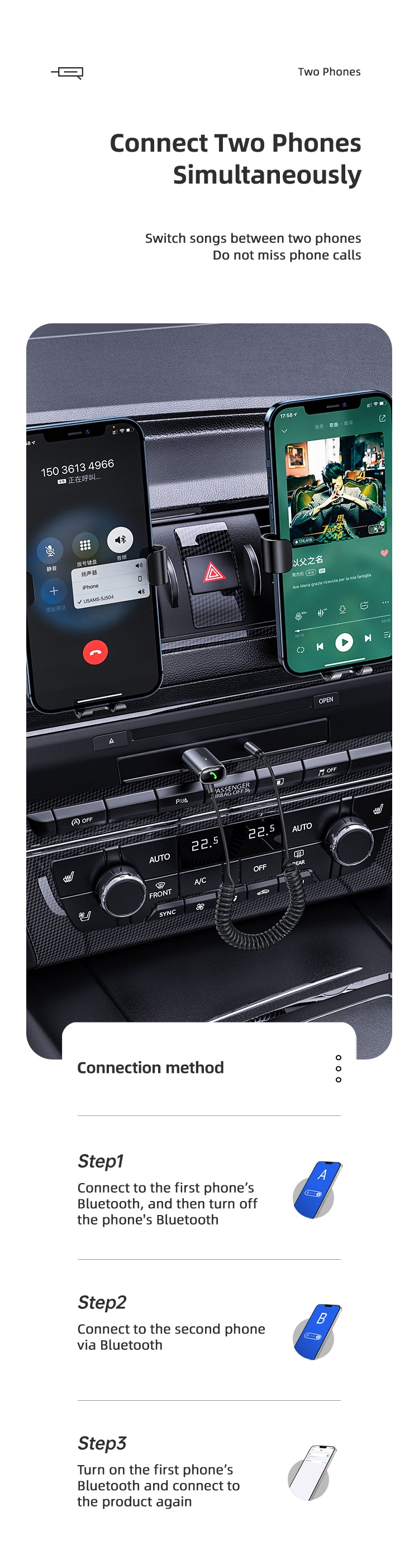 USAMS US-SJ504 a vezeték nélküli Bluetooth audio transzmitter BT 5.0