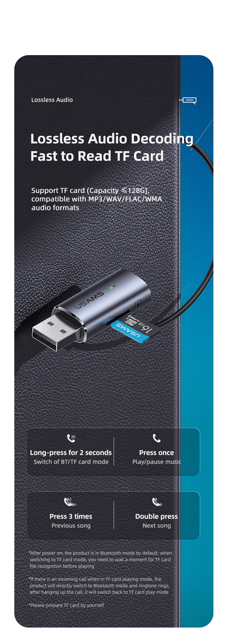 USAMS US-SJ504 a vezeték nélküli Bluetooth audio transzmitter BT 5.0