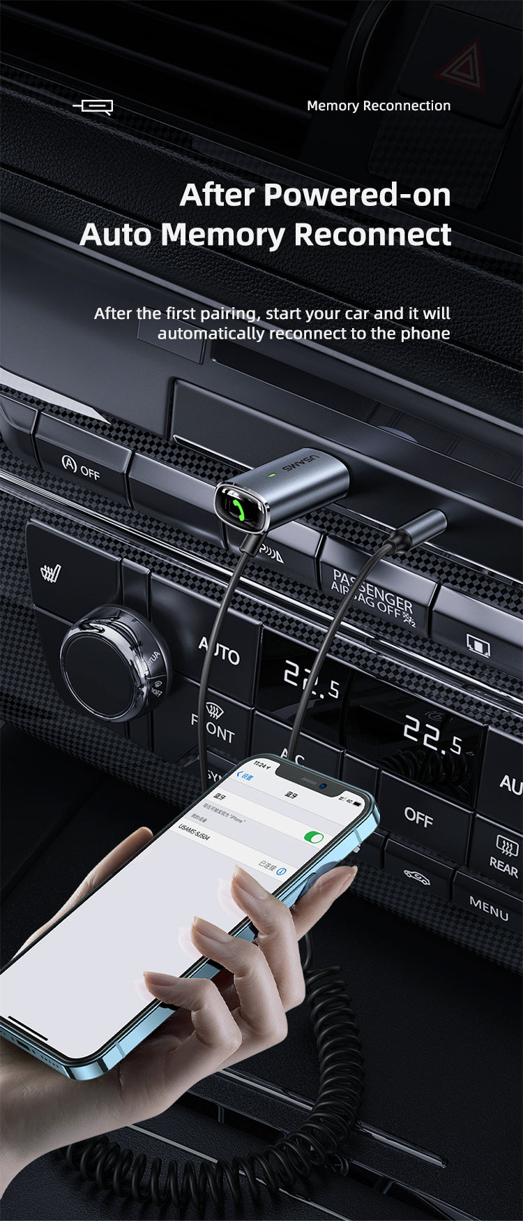 USAMS US-SJ504 a vezeték nélküli Bluetooth audio transzmitter BT 5.0