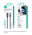 USAMS SJ546USB01 120cm-es textil borítású Type- to Type-c PD gyorstöltő kábel LCD kijelzővel 100W, 5A 1380752