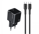 USAMS YJXLOGTC01 PD hálózati gyorstöltő adapter 25W, 120 cm-es Type-c to Type-c kábellel 1380748