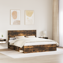 vidaXL Ágykeret fejtámlával Füstölt tölgy 180 x 200 cm Tömör fenyőfa