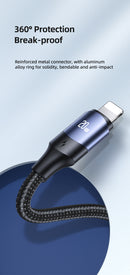 USAMS SJ521USB01 Type-c to Lightning textil borítású PD gyorstöltő kábel 120cm 1427042
