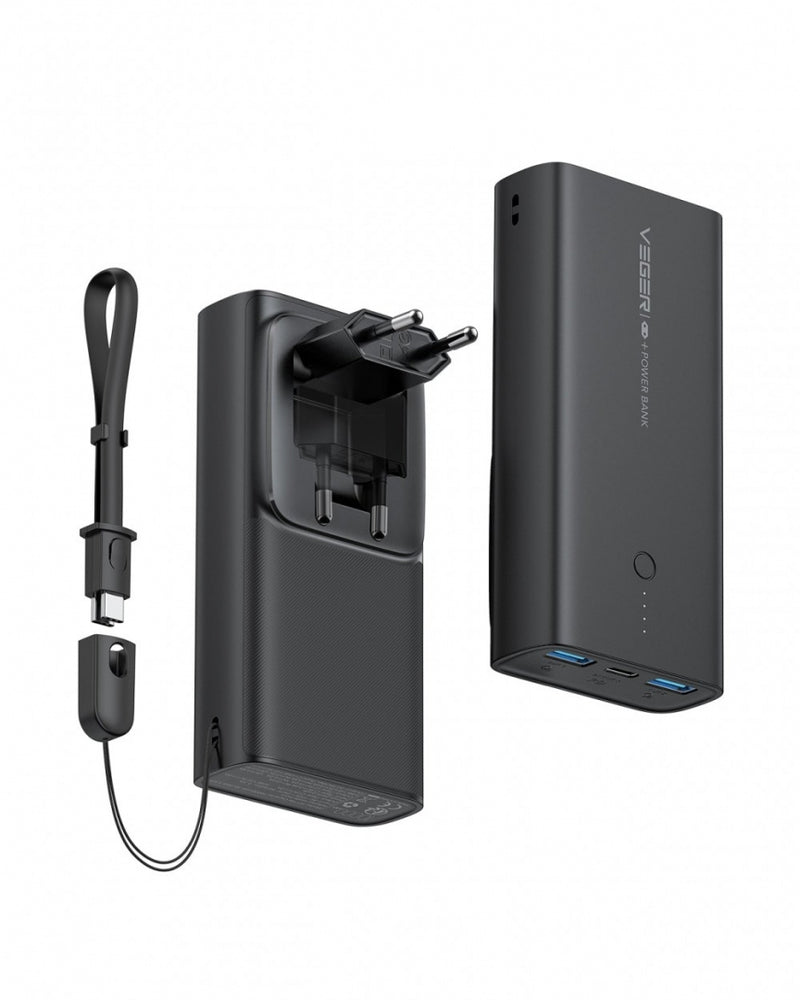 VEGER V1146 ACE100 power bank és fall töltő, LED töltőtöttség jelzővel, 10.000mAh, 22.5W,1405109