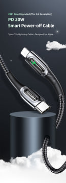 USAMS SJ518USB01 USB-C to Lightning gyorstöltő kábel automata kikapcsolással 120 cm usb-c to lightning 1401858